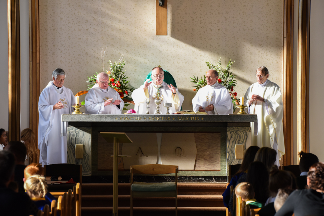 Concelebrating priests - Fr Mike Freyne MHM, Mgr Basil O'Sullivan, Bishop Stephen Robson, Canon John Harty and Fr Brian McLean